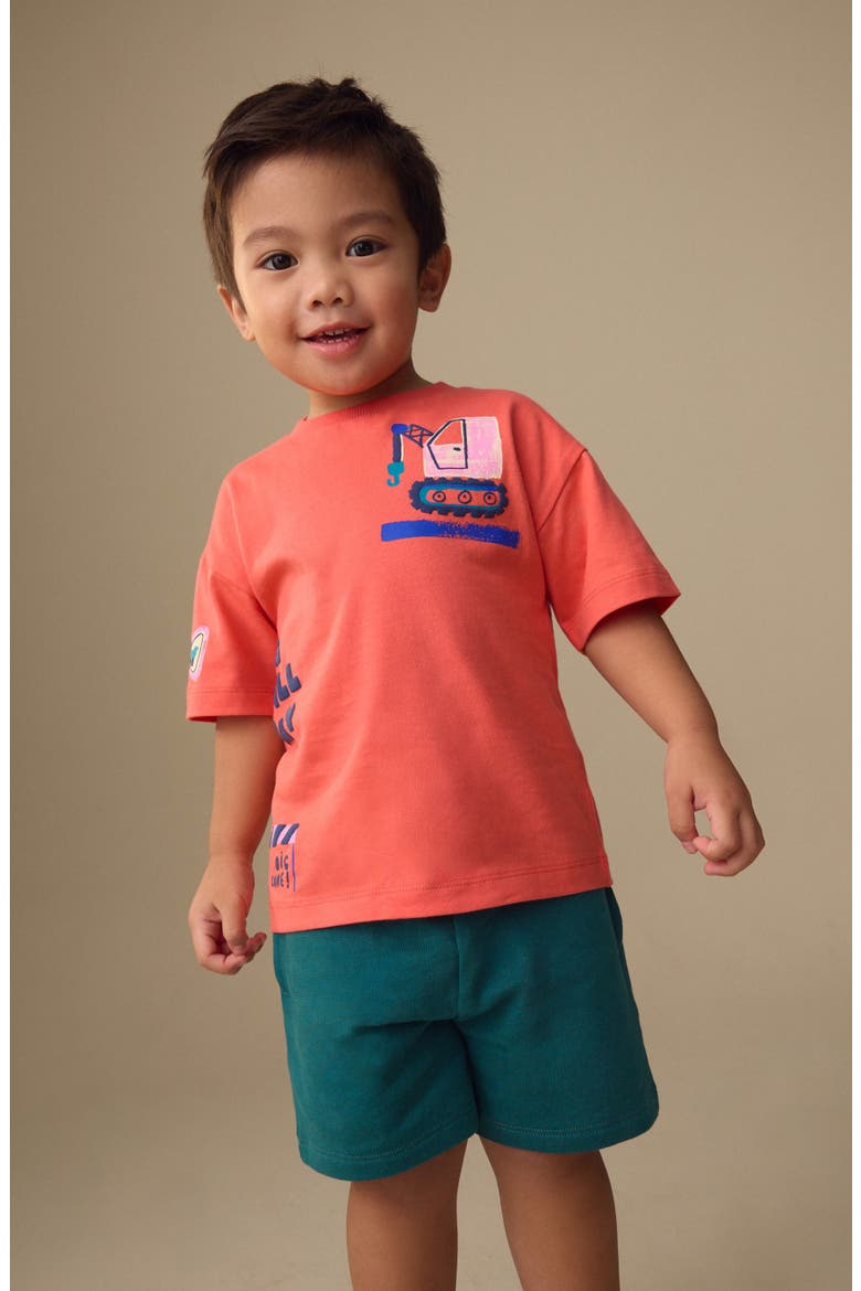 Kids' Dig All Day Graphic T-Shirt & Drawstring Shorts Set, Alternate, color, ORANGE