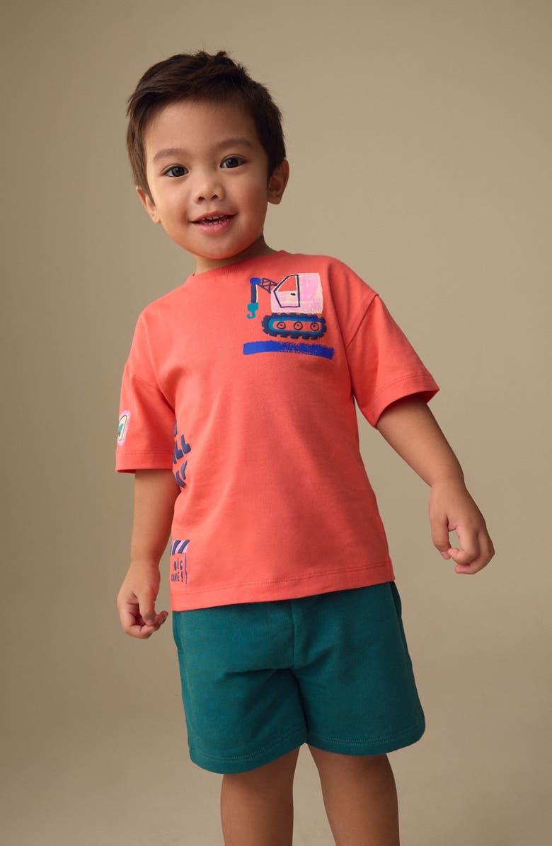 NEXT Kids' Dig All Day Graphic T-Shirt & Drawstring Shorts Set, Alternate, color, Orange