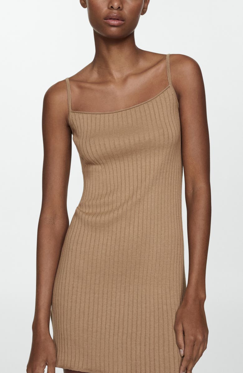 MANGO Cotton Blend Rib Body-Con Minidress, Alternate, color, 