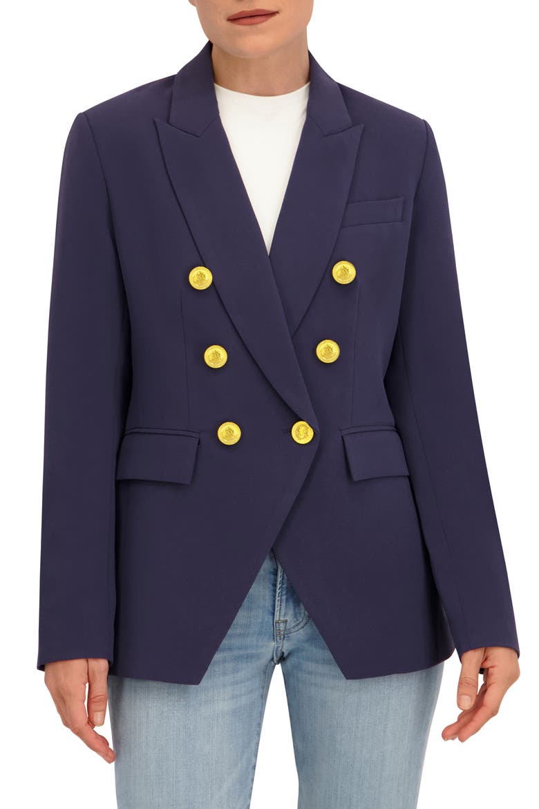 Double Breasted Blazer, Alternate, color, NAVY/ GOLD