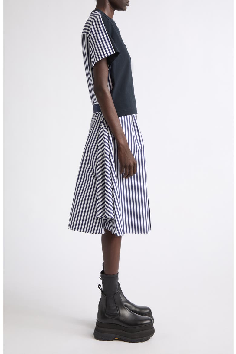 Stripe T-Shirt Overlay Shirtdress, Alternate, color, NAVY STRIPE