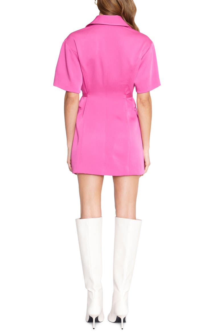 Lorenzo Belted Satin Minidress, Alternate, color, FUCHSIA
