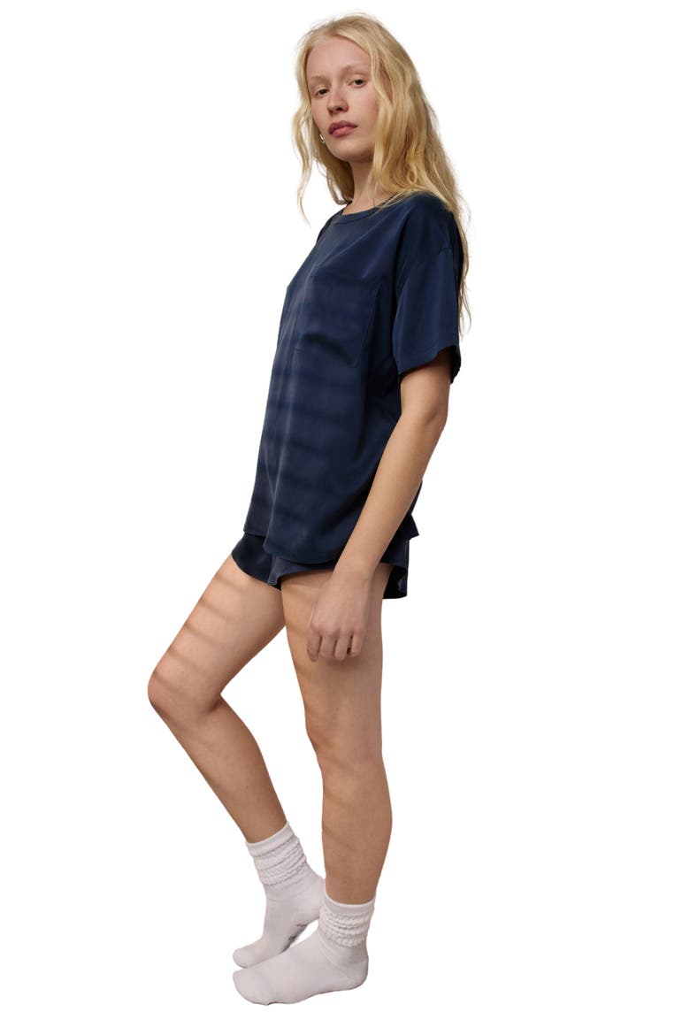 Washable Silk Short Pajamas, Alternate, color, DEEP BLUE