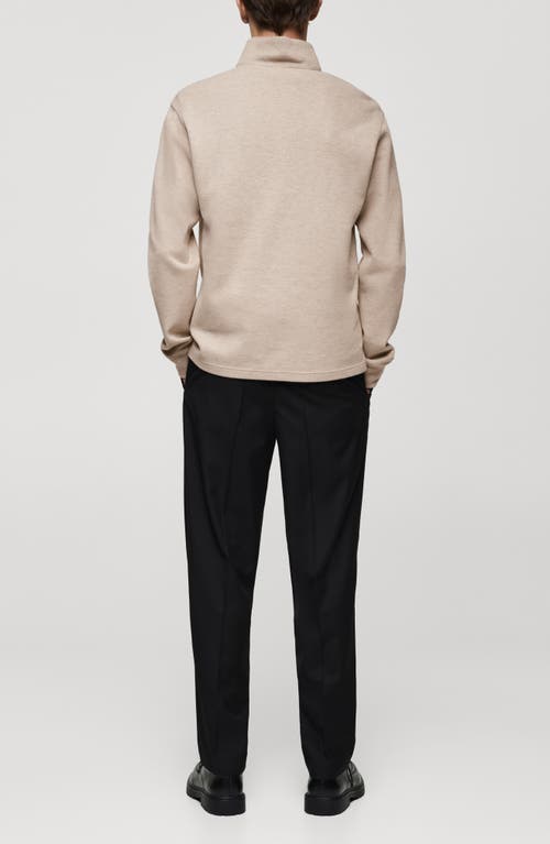Mango Knit Cotton Blend Sweatshirt In Sand
