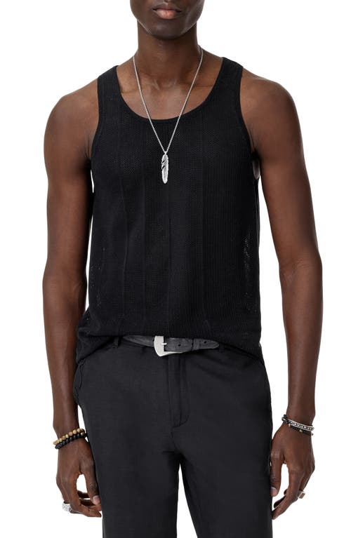 John Varvatos Broome Slim Fit Linen Tank In Black