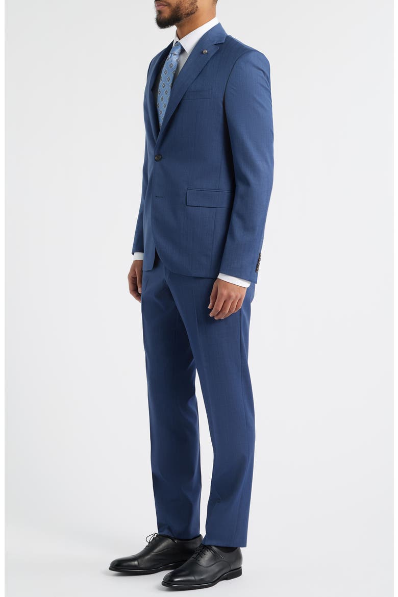 Medium Blue Wool Herringbone Suit, Alternate, color, MID BLUE