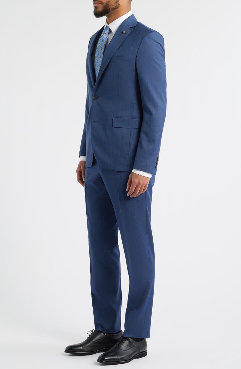 Jack Victor Medium Blue Wool Herringbone Suit, Alternate, color, Mid Blue