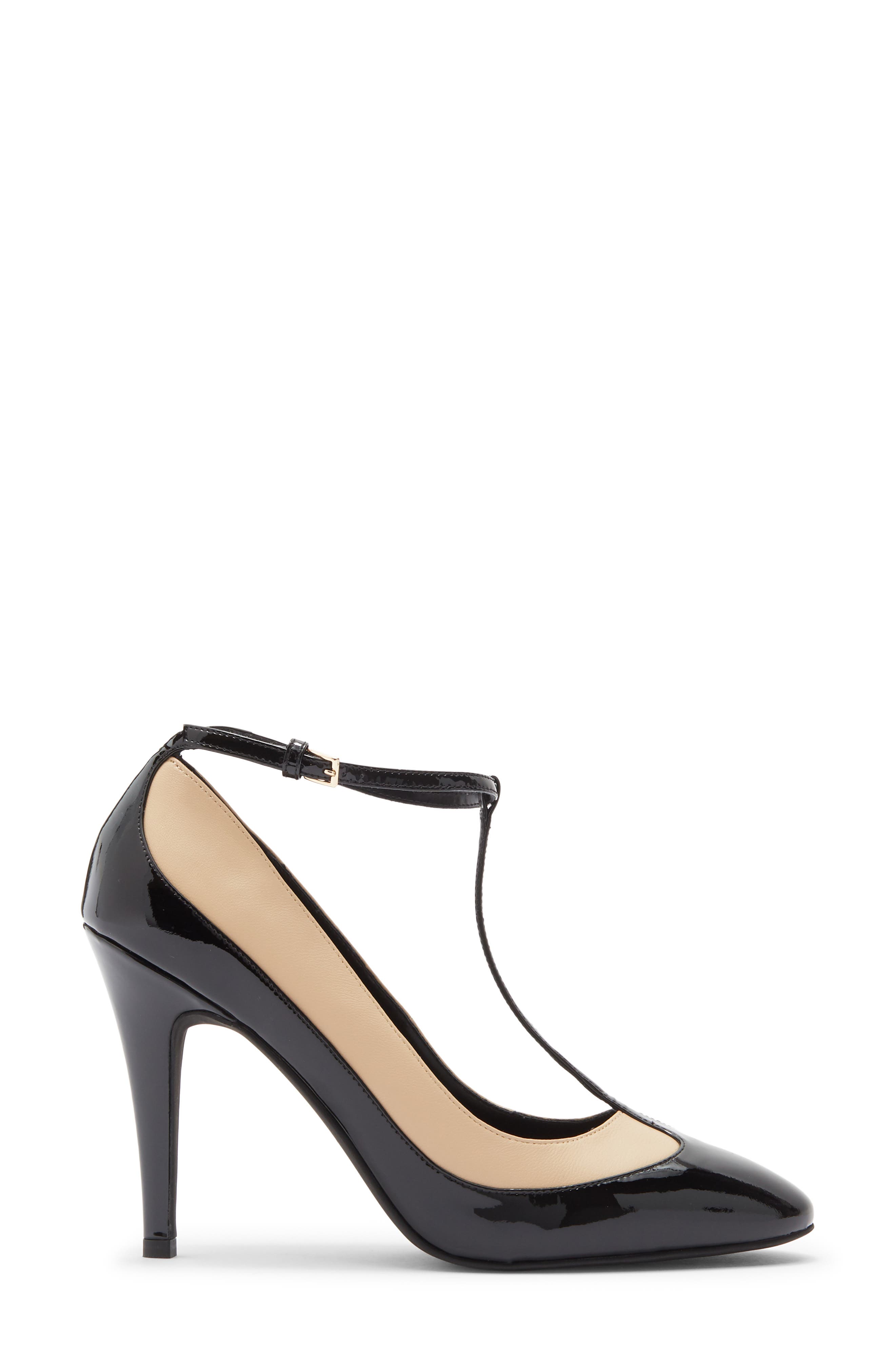 Spotlight Ankle Strap Pump, Alternate, color, BLACK PATENT BEIGE