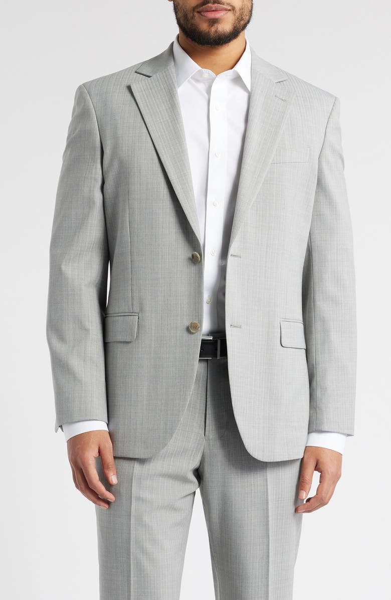 Nordstrom Henrik Trim Fit Stretch Mélange Suit, Alternate, color, Grey Firenze Stripe