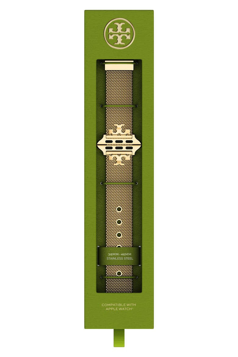 The Kira 18mm Apple Watch® Goldtone Mesh Watchband, Alternate, color, GOLD