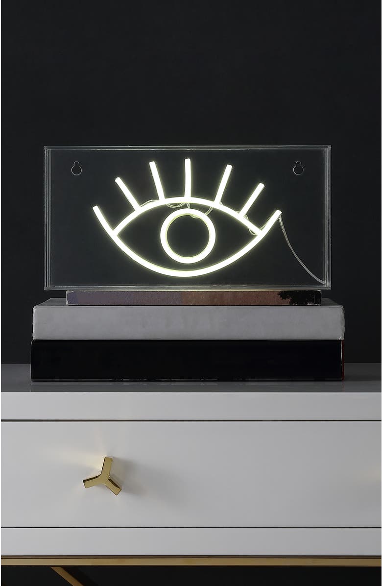 JONATHAN Y Eye Contemporary Glam Acrylic Box USB Operated LED Neon Light, Alternate, color, White