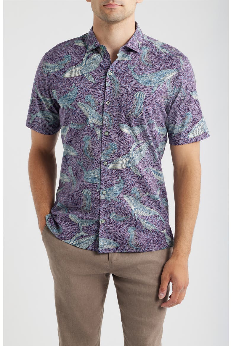 Marine Mosaic Button Down Shirt, Main, color, GRAPE