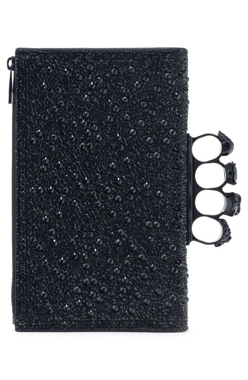 Alexander Mcqueen Mcqueen Knuckle Crystal Embellished Clutch In Black