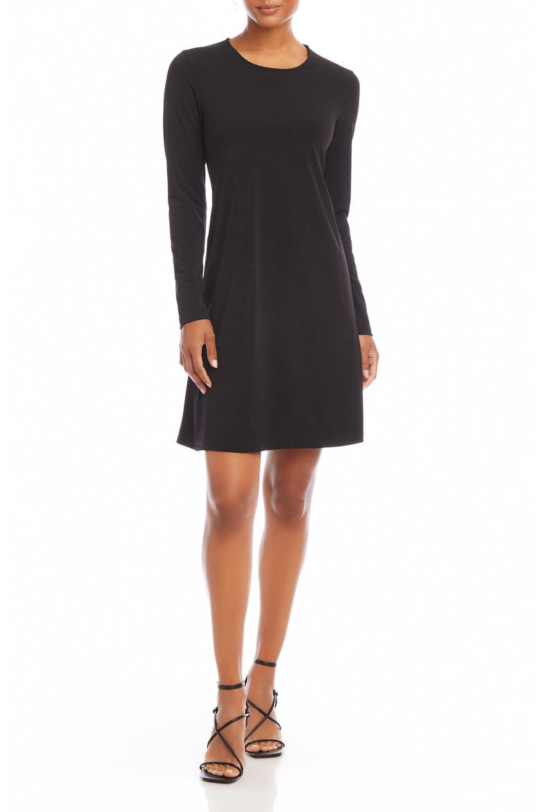 Long Sleeve Travel Jersey Minidress, Main, color, BLACK