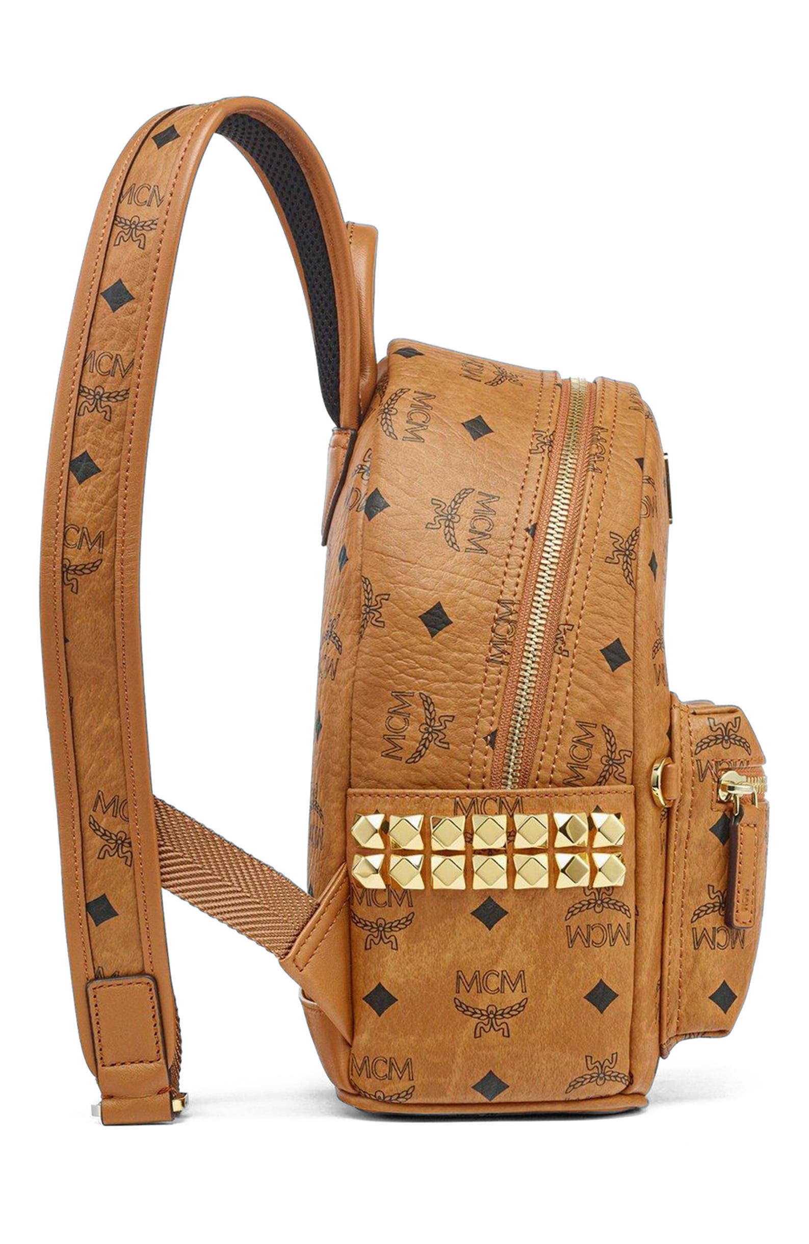 Mini Stark Side Studs Backpack in Visetos, Alternate, color, Brown