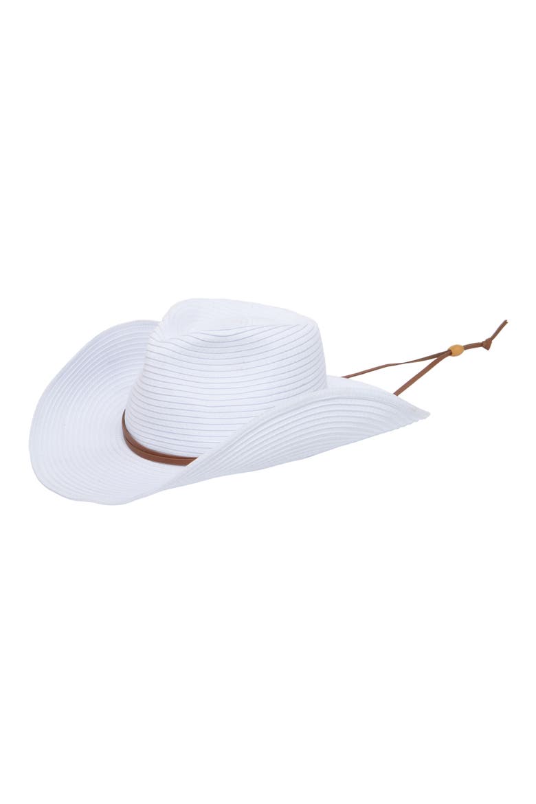 Ribbon Pinch Crown Cowboy Hat, Main, color, WHITE