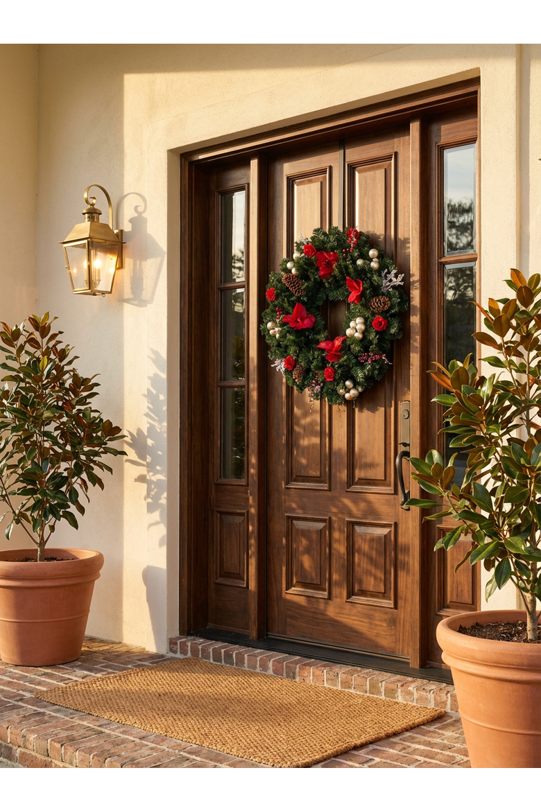 Evangeline Holiday Wreath, Alternate, color, Green