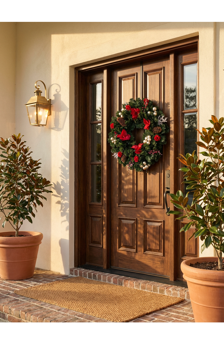 CocoBella Evangeline Holiday Wreath, Alternate, color, Green