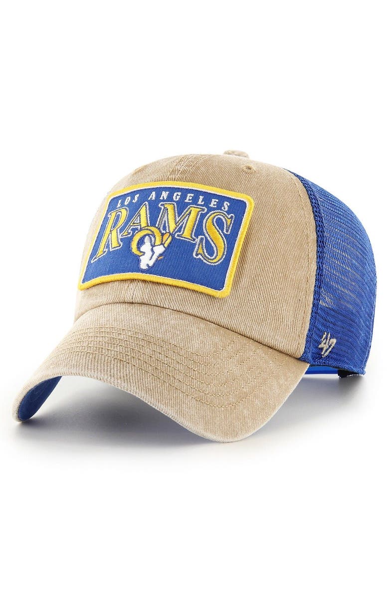 '47 Men's '47 Khaki Los Angeles Rams Dial Trucker Clean Up Adjustable Hat, Main, color, Khaki