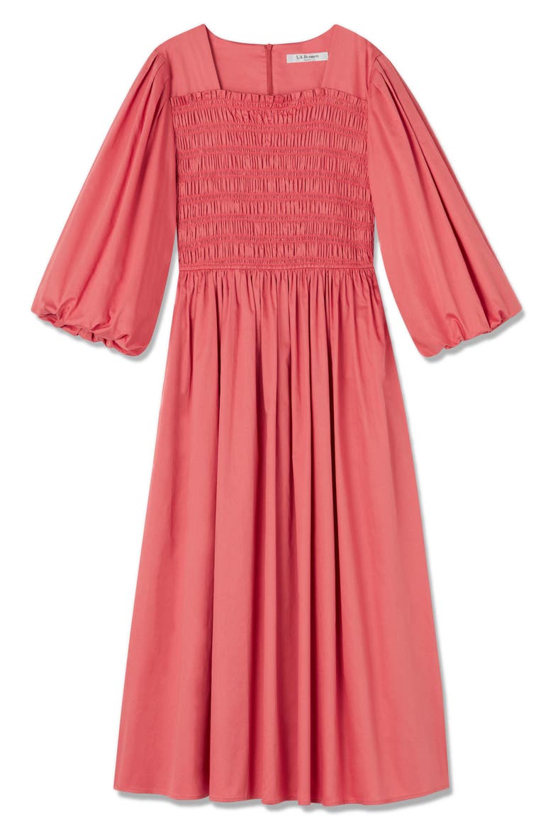 Calister Smocked Midi Dress, Alternate, color, ROSE