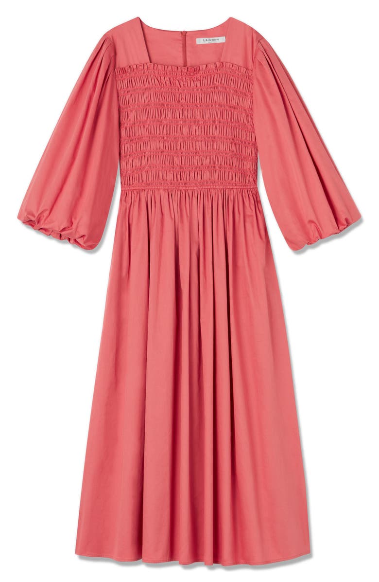 LK Bennett Calister Smocked Midi Dress, Alternate, color, Rose