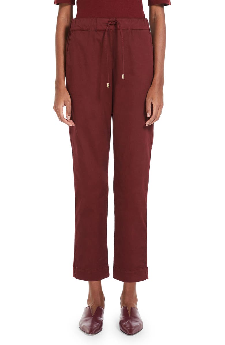Max Mara Leisure Terreno Drawstring Stretch Cotton Ankle Pants, Main, color, 