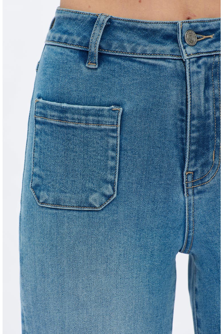 Patch Pocket High Waist Wide Leg Jeans, Alternate, color, MEDIUM BLUE