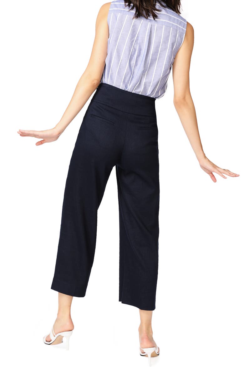 Linen Blend Crop Wide Leg Trousers, Alternate, color, BLUE NIGHT