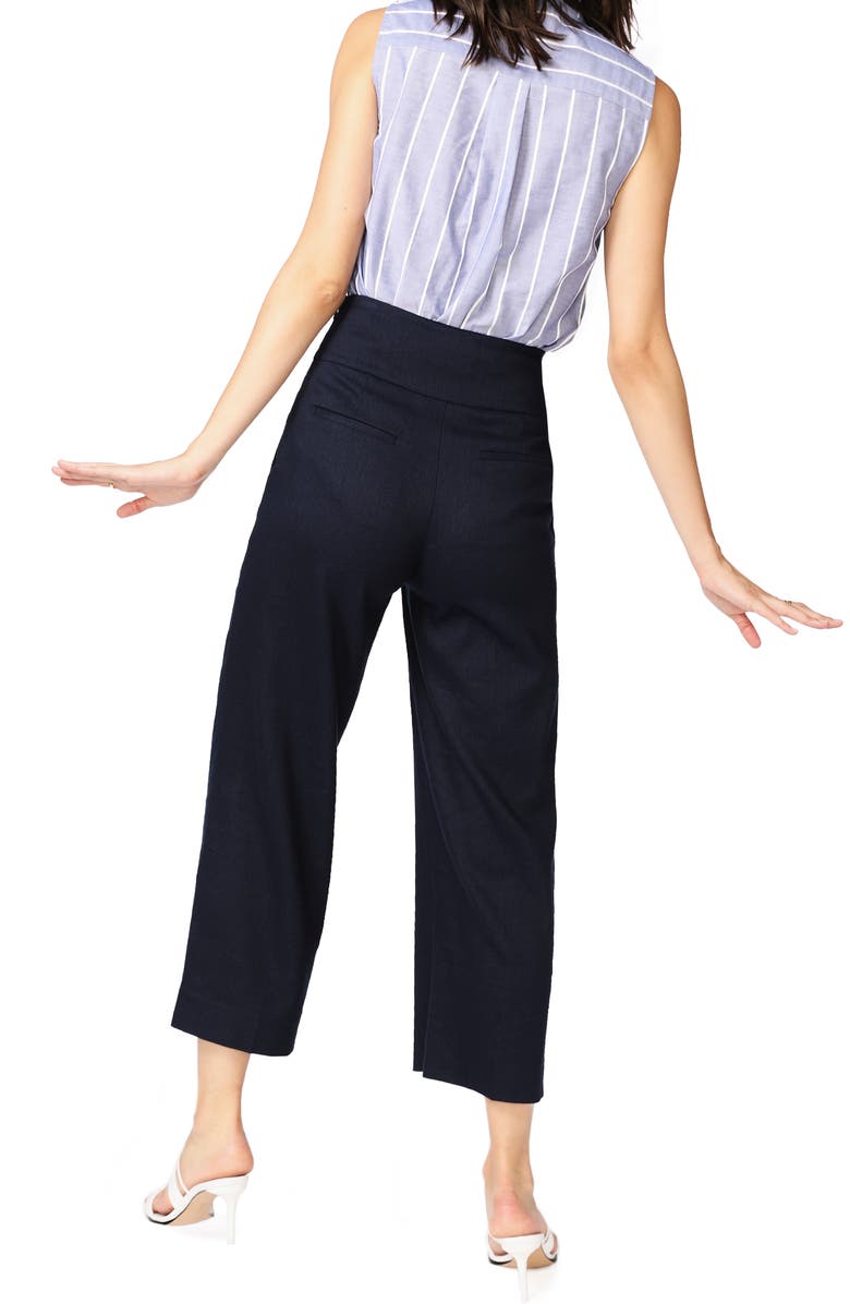 Court & Rowe Linen Blend Crop Wide Leg Trousers, Alternate, color, Blue Night