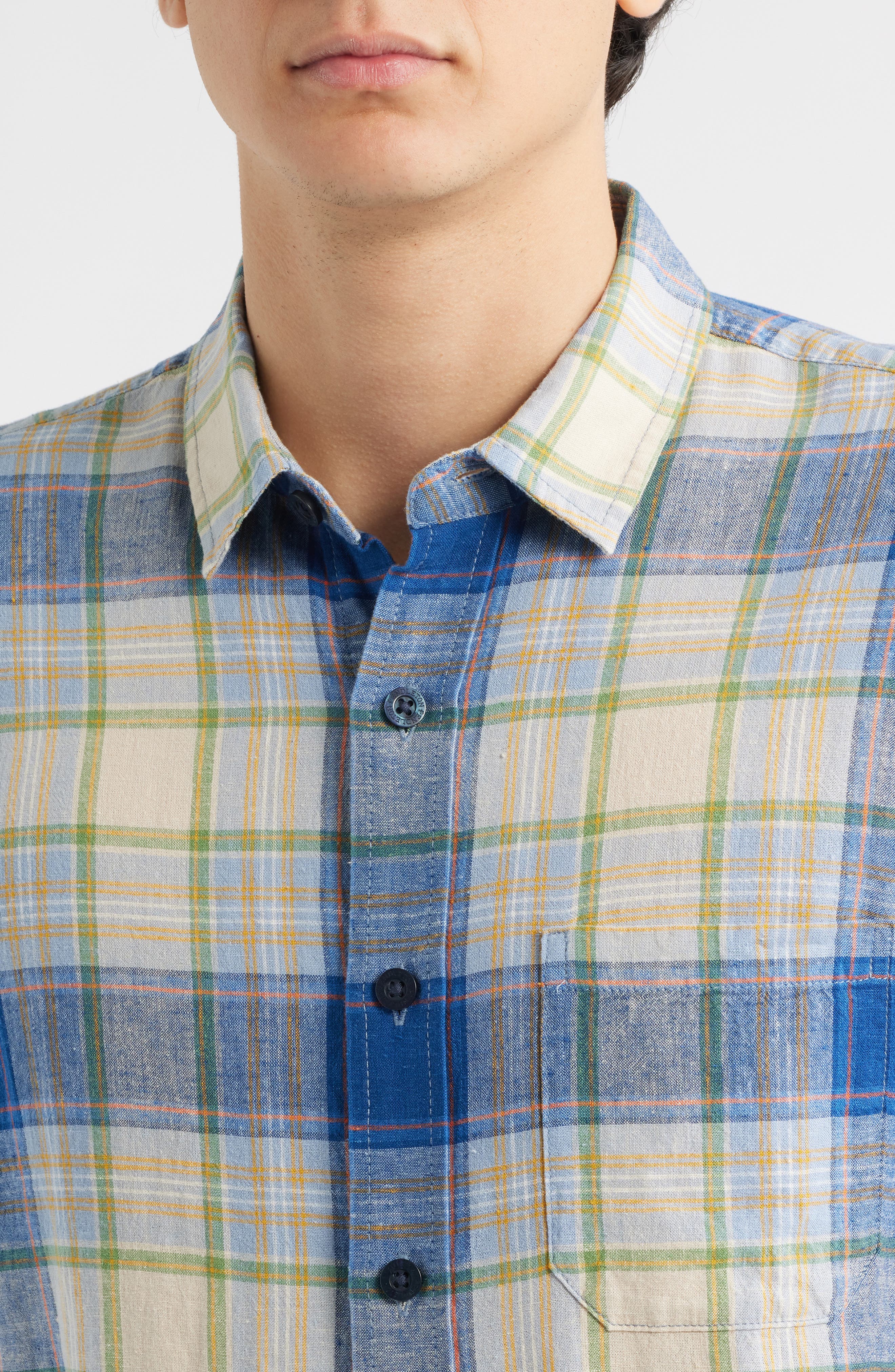 Dawson Plaid Short Sleeve Linen Blend Button-Up Shirt - image 2