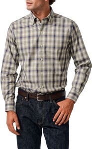 David Donahue Plaid Pima Cotton Button Up Shirt