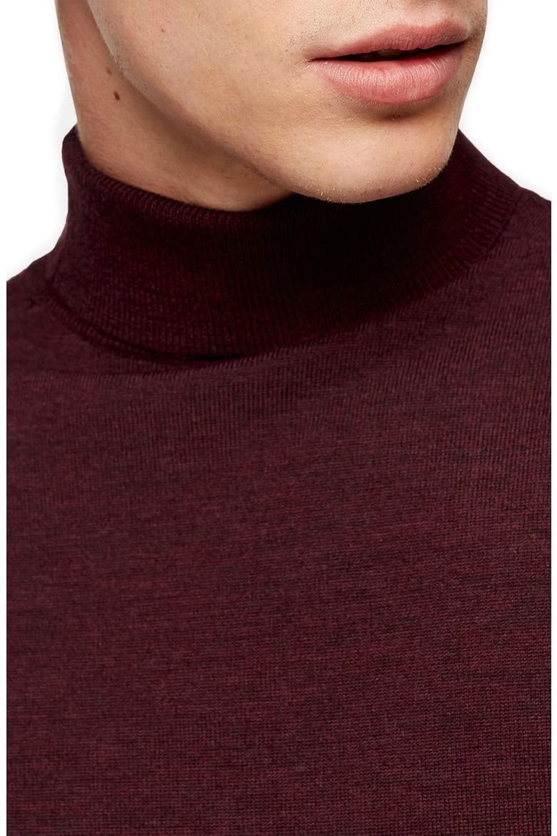 Merino Wool Turtleneck Sweater, Alternate, color, BURGUNDY