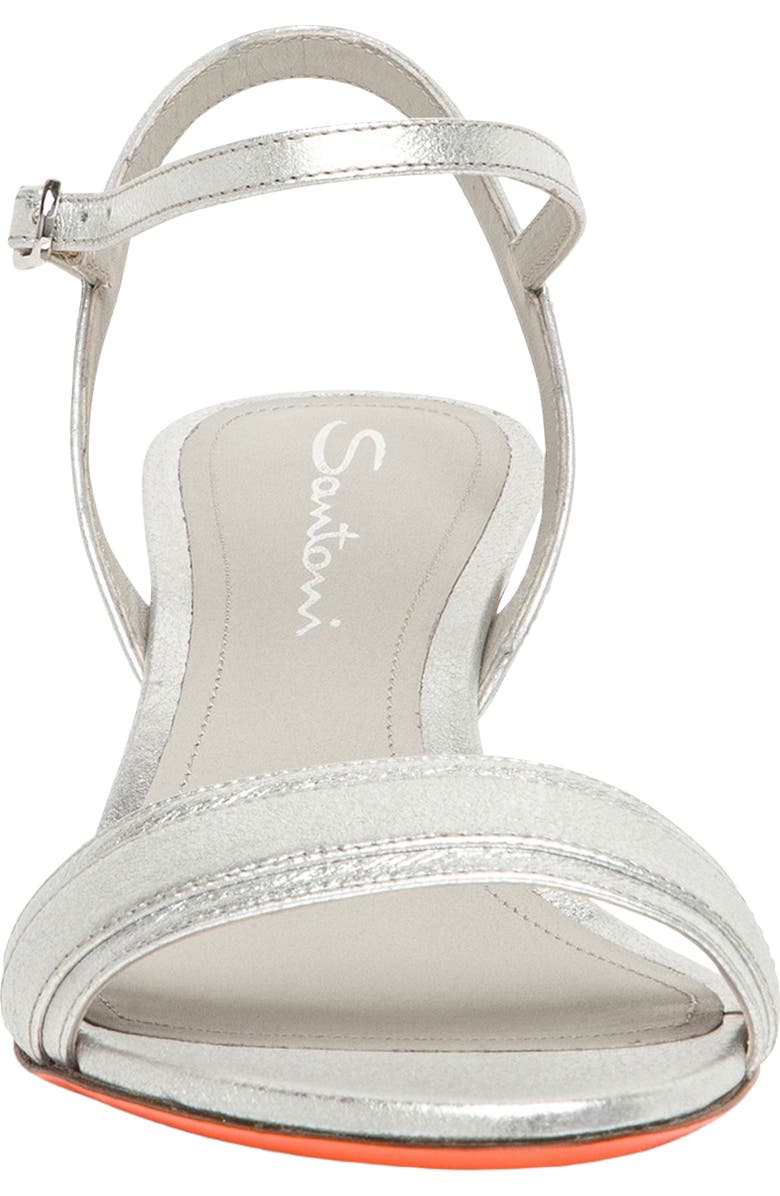 Santoni Women
s mid-heel sandal, Alternate, color, Silver