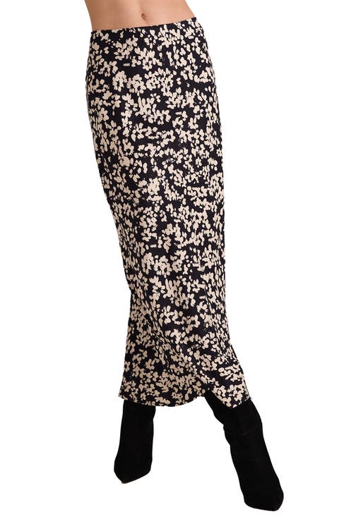 Floral Side Slit Slip Skirt
