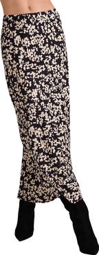 Bella Dahl Floral Side Slit Slip Skirt