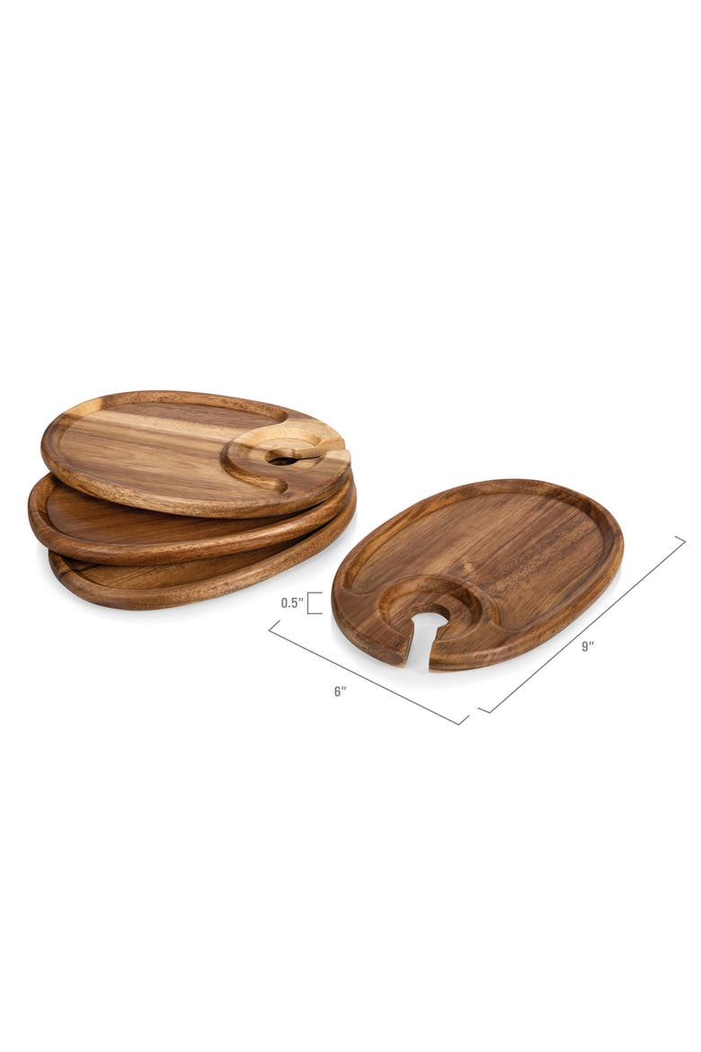 Set of 4 Appetizer Plates, Alternate, color, BROWN