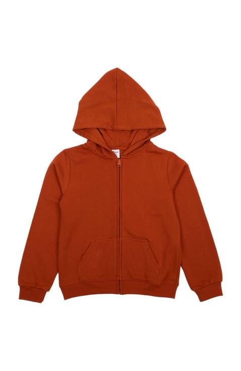 Kids Zip-Up Sweatshirt Hoodie, Cotton Blend, Solid Colors