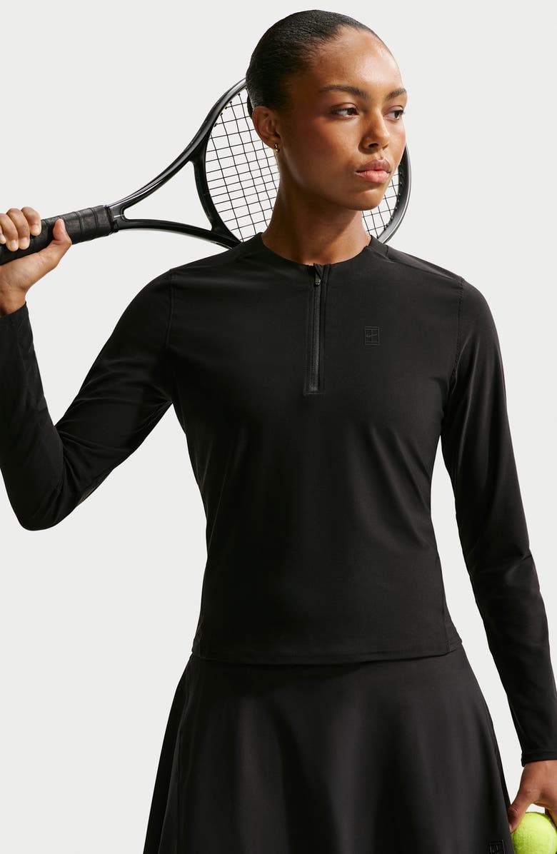 Nike Court Dri-Fit ADV Mid Layer Top, Alternate, color, Black/Black