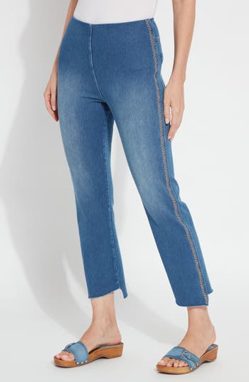 Lyssé Kenny High Rise Ankle Baby Bootcut Jeans In White In Midwash
