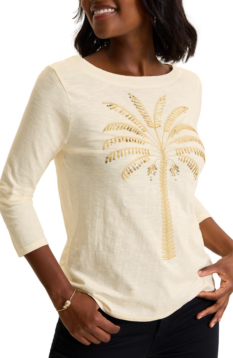 Tommy Bahama Puerta del Sol Palm Tree Sequin Embellished Organic Cotton T-Shirt, Main, color, 