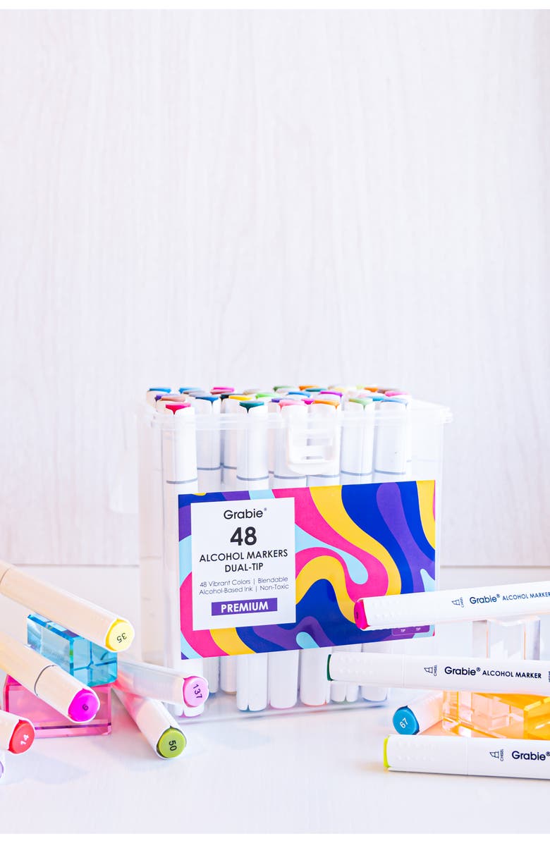 A Brighter Year 48-Piece Dual Tip Alcohol Markers Set, Alternate, color,