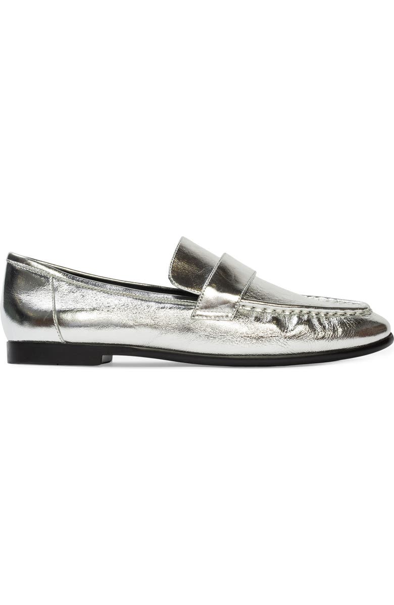 BLACK SUEDE STUDIO Arrow Loafer, Alternate, color, Silver Crinkle