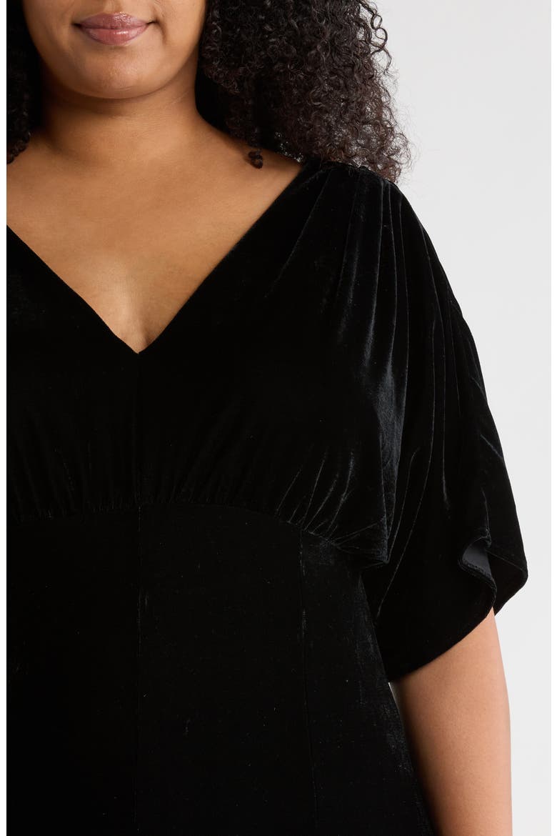 Velvet V-Neck Maxi Dress, Alternate, color, BLACK