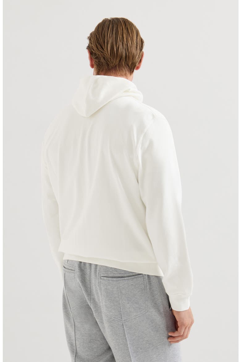 Techno cotton French terry hooded sweatshirt with zipper, Alternate, color, Off-White