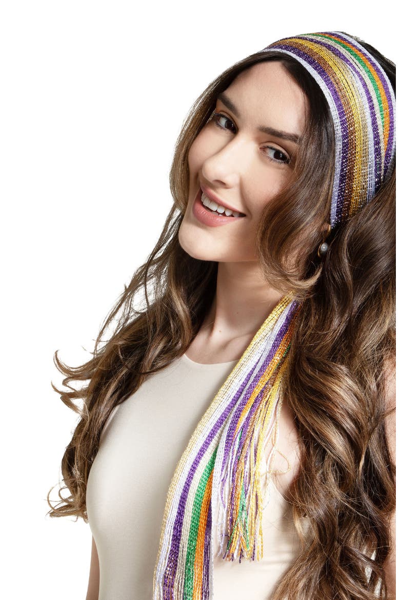 Stripe Shimmer Scarf, Alternate, color, YELLOW MULTI