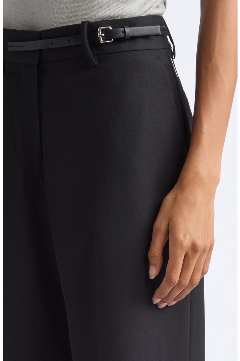 Belted Wool Gabardine Pants, Alternate, color, BLACK