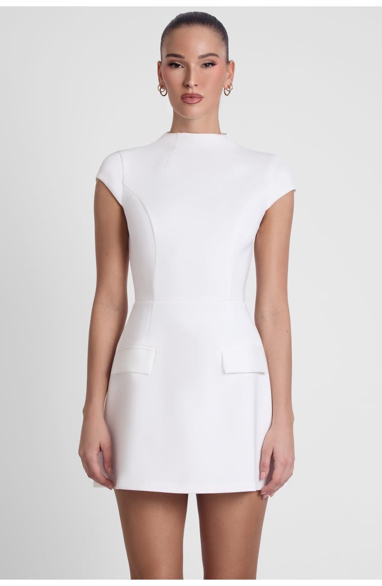 LEAU Cote Cap Sleeve Pocket Mini Dress, Alternate, color, White