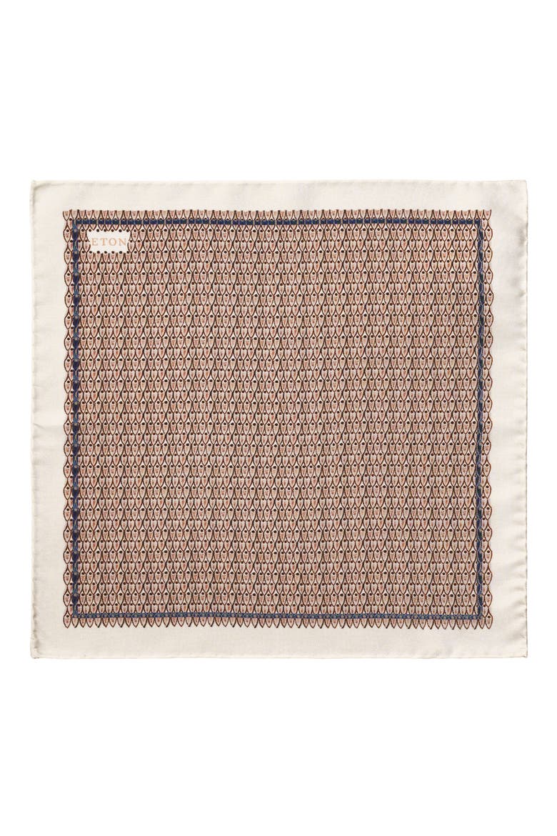 Geo Silk Oxford Pocket Square, Alternate, color, MEDIUM BROWN