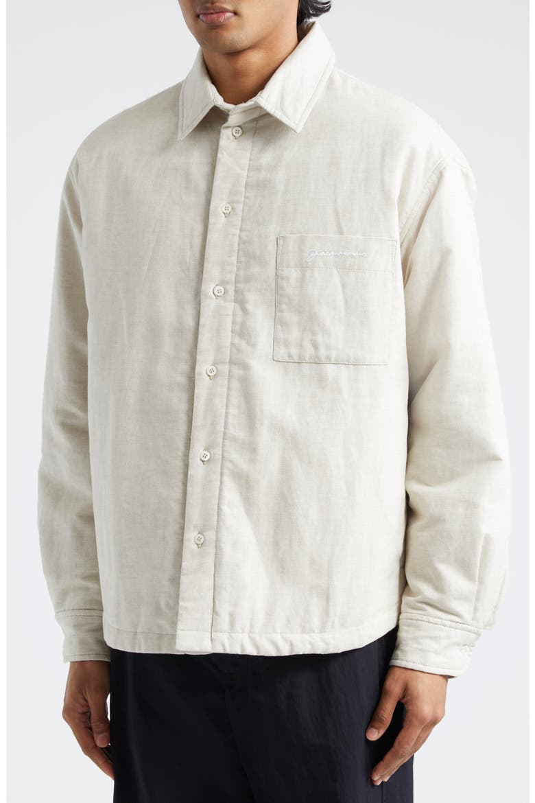La Chemise Boulanger Padded Cotton & Linen Overshirt, Alternate, color, LIGHT BEIGE
