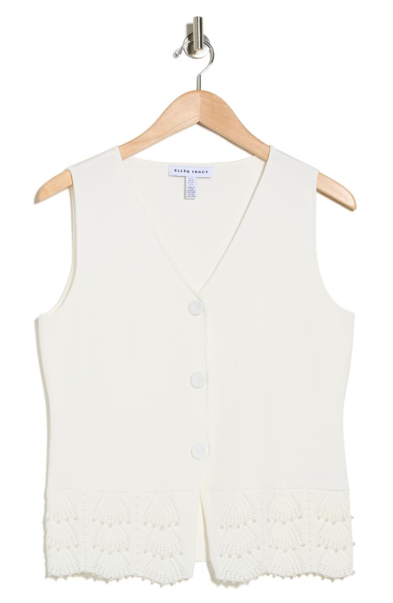 Ellen Tracy Buttoned Sweater Vest, Main, color, Marshmallow